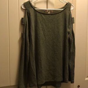 Pink Rose Green top w/ cut outs